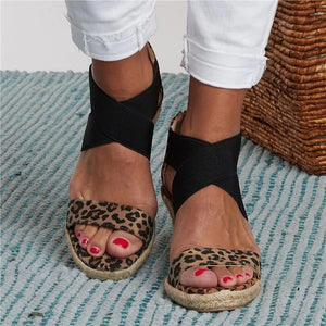 Sandales à talons compensés pour femmes avec lanières élastiques