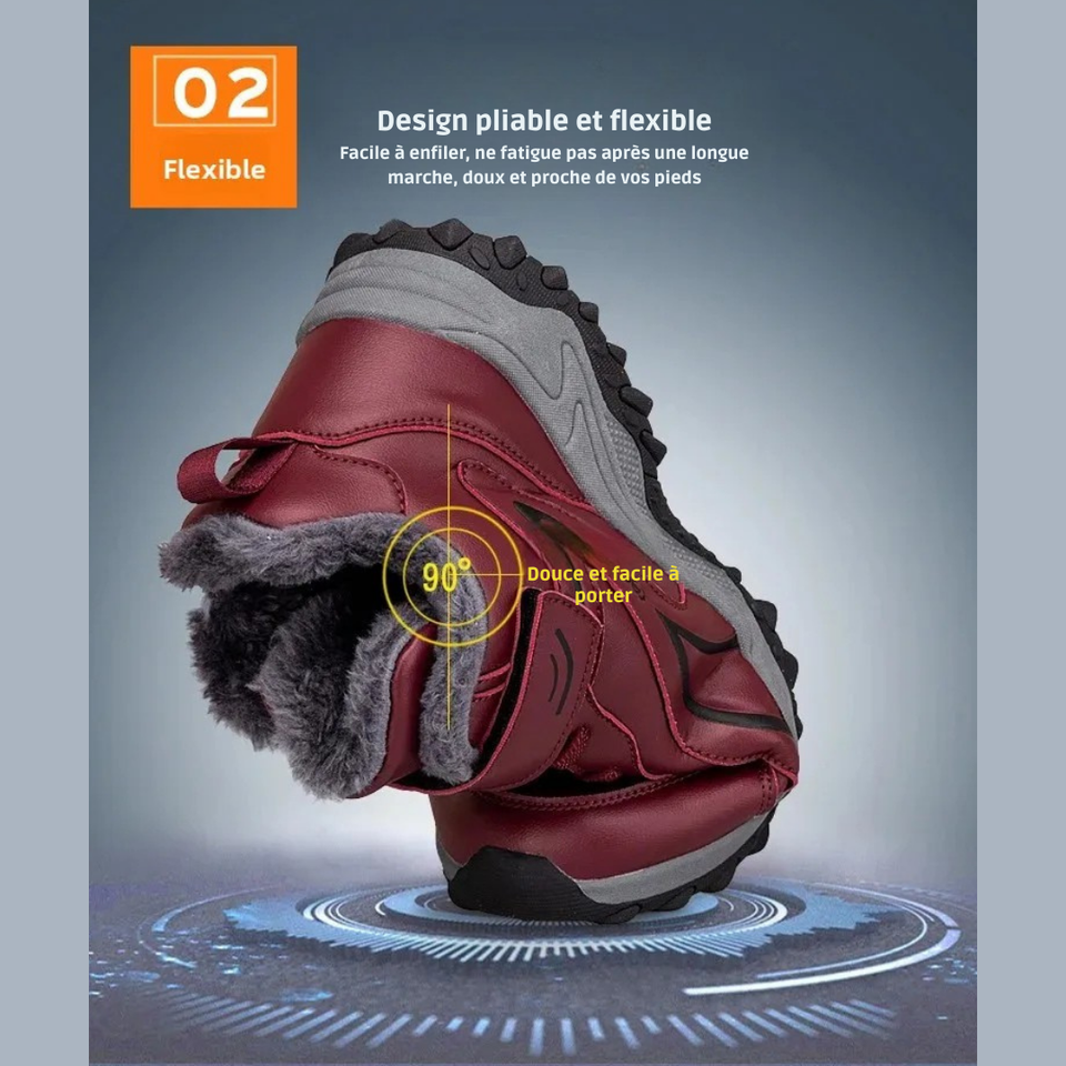 Bottines d’Hiver Hautes avec Doublure Coton Velours et Semelle Antidérapante pour Femmes et Hommes