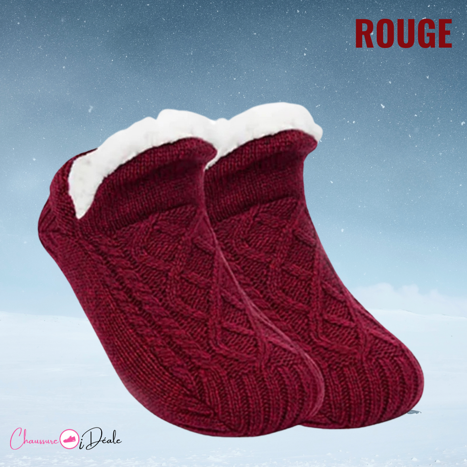 Chaussons-Chaussettes Thermiques Antidérapants Doublés