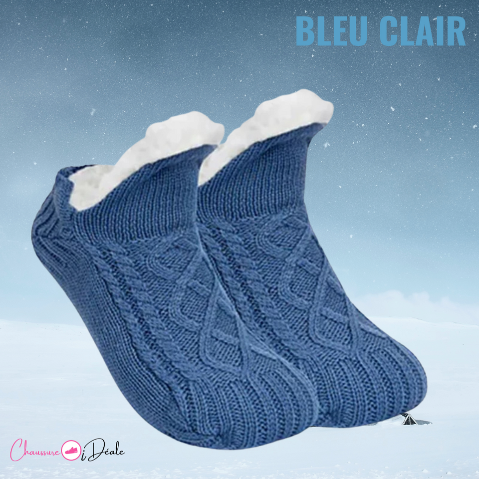 Chaussons-Chaussettes Thermiques Antidérapants Doublés