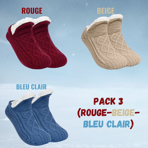 Chaussons-Chaussettes Thermiques Antidérapants Doublés