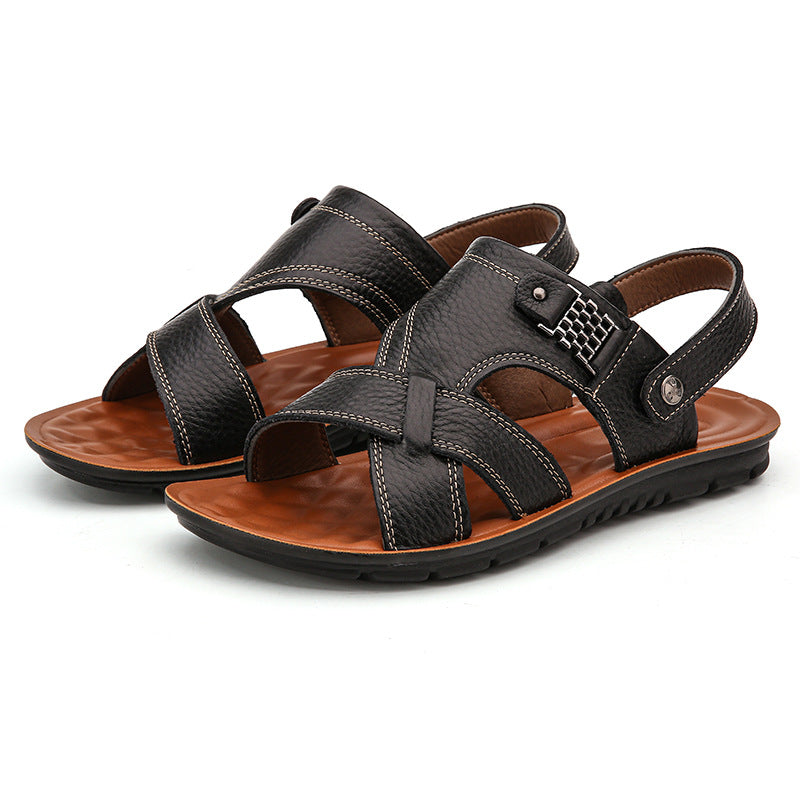 Nouvelles sandales en cuir pour homme, décontractées, antidérapantes et résistantes à l'usure