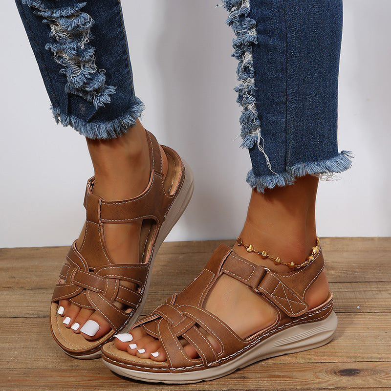 Sandales compensées vintage pour femmes