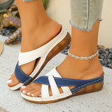 Sandales à talon compensé pour femme à motif uni