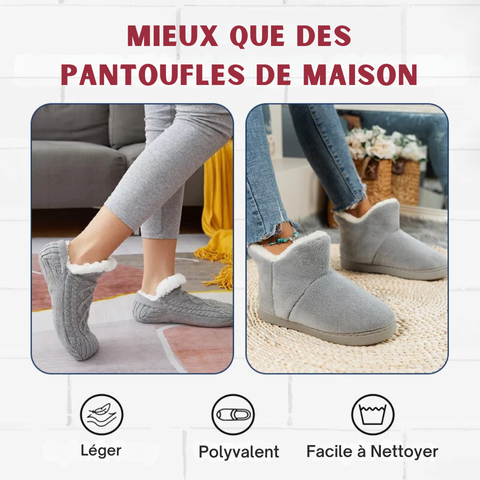 Chaussons-Chaussettes Thermiques Antidérapants Doublés