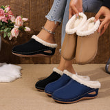 Chaussons en peluche tendance à semelle compensée pour femme