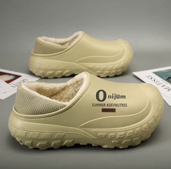 Chaussons d’hiver chauds, doublés en polaire et antidérapants