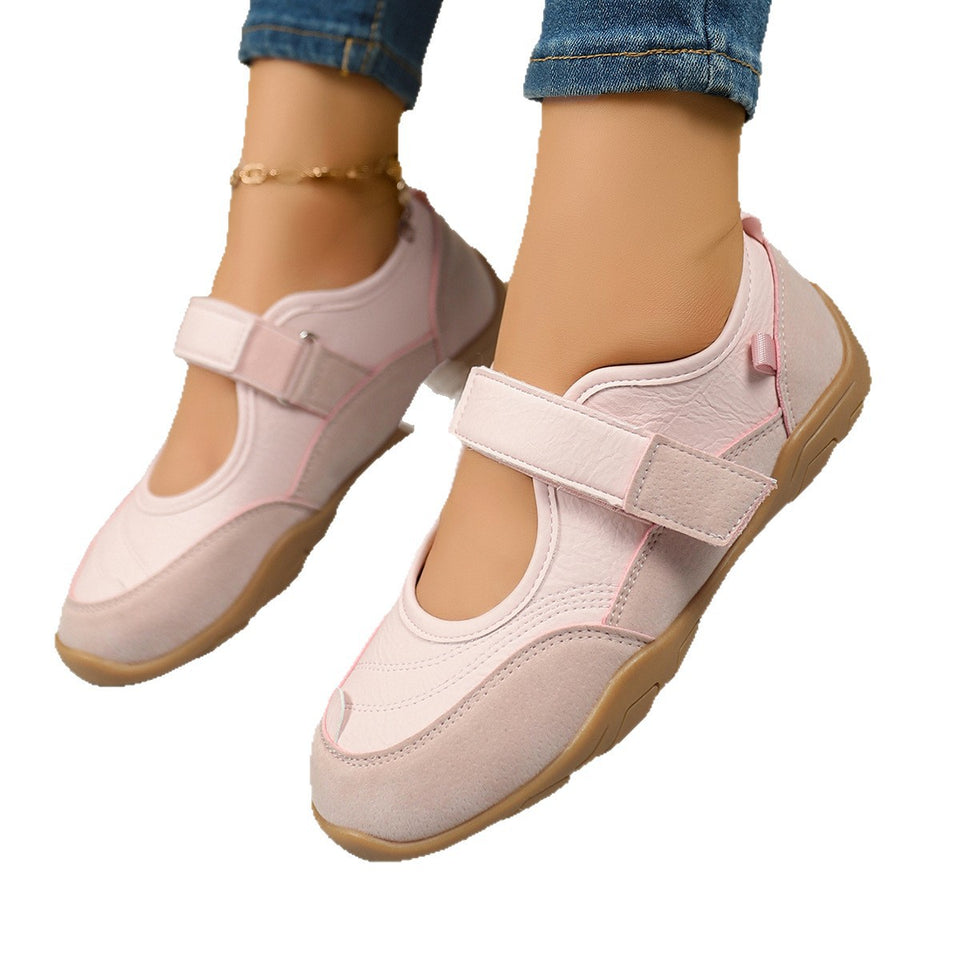 Chaussures casual femme à coupe basse avec bout rond confortable et fermeture velcro