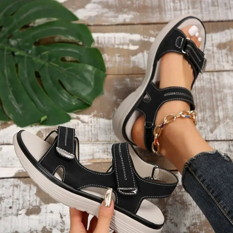 sandales d’été à scratch pour femme
