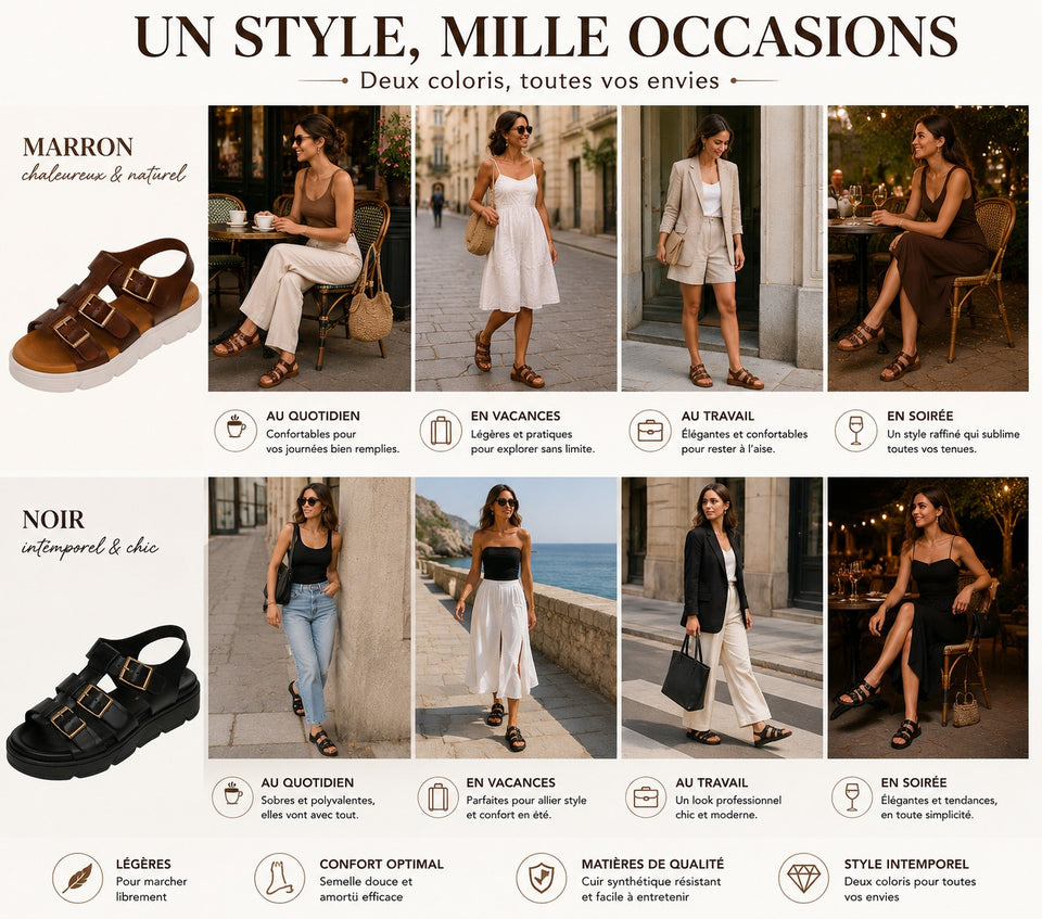 Sandales confortables à boucles