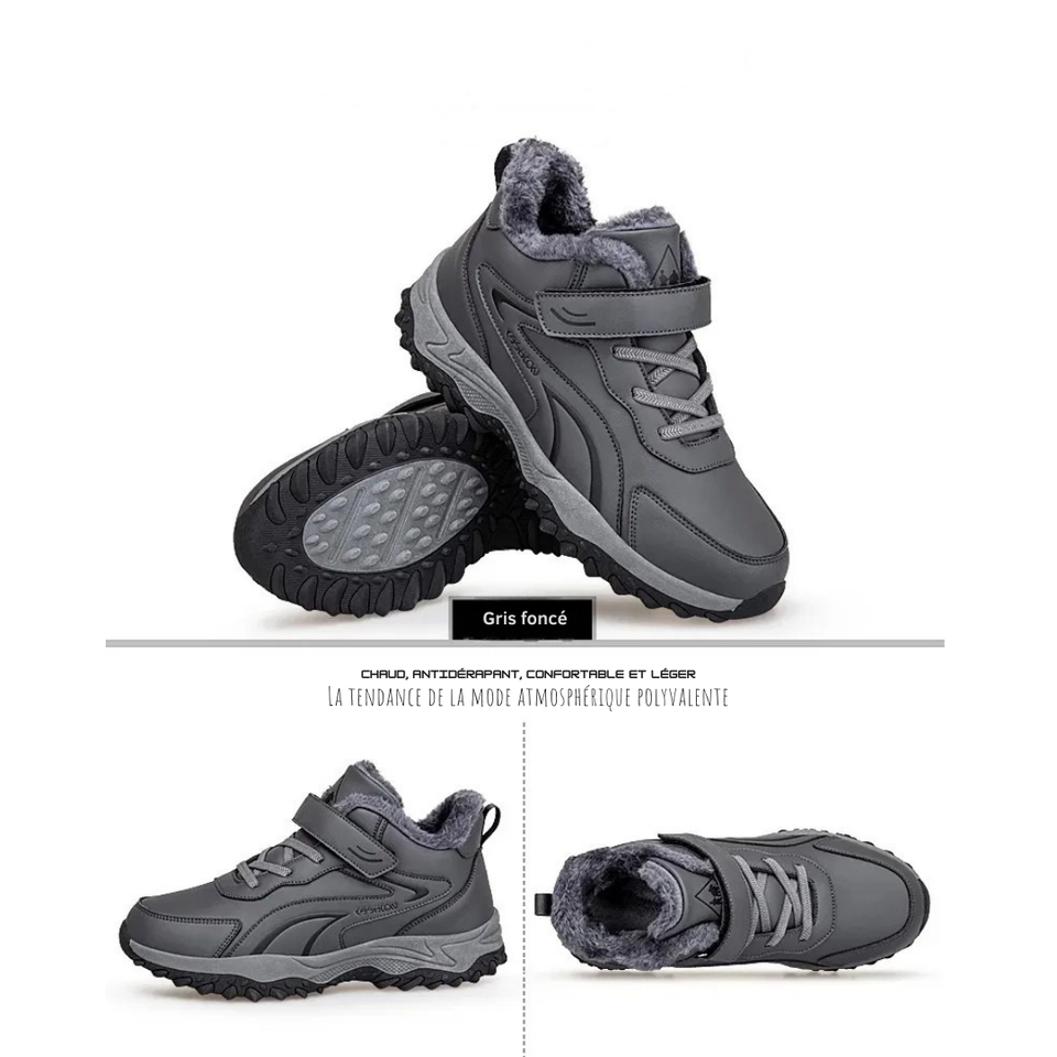 Bottines d’Hiver Hautes avec Doublure Coton Velours et Semelle Antidérapante pour Femmes et Hommes