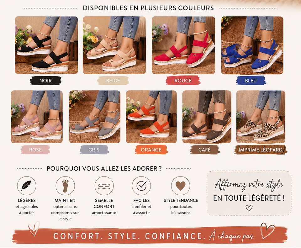 Sandales à talons compensés en corde de chanvre, légères, tressées, à bout fermé et élastiques pour femmes