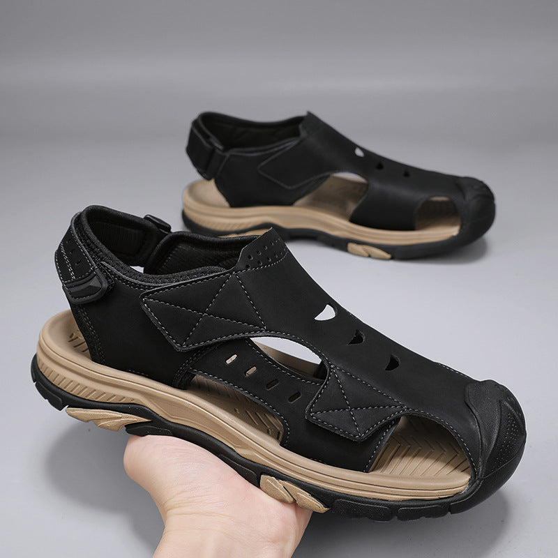 Sandales de plage en cuir respirant pour hommes
