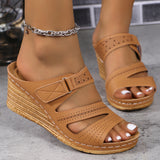 Sandales à plateforme compensée grande taille pour femme, à bout rond