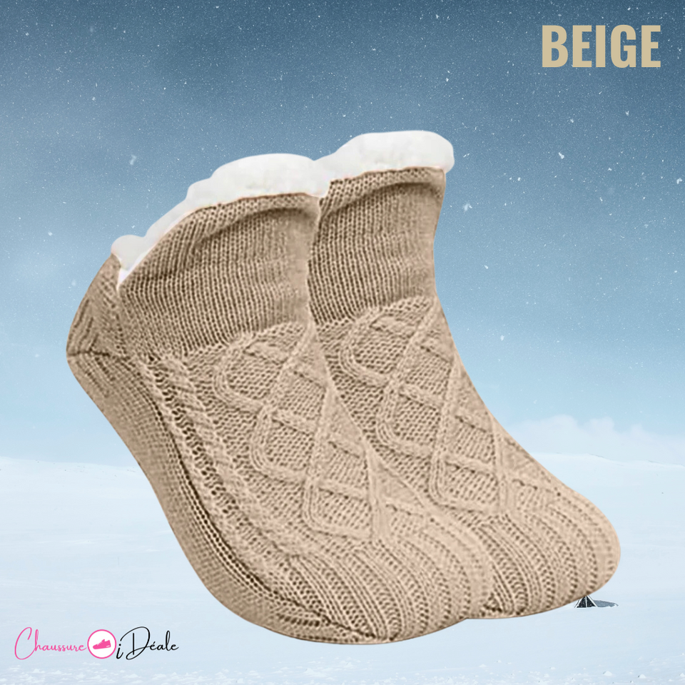 Chaussons-Chaussettes Thermiques Antidérapants Doublés