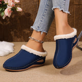 Chaussons en peluche tendance à semelle compensée pour femme