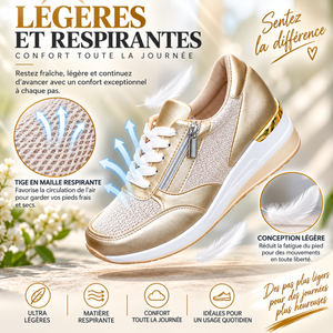 Baskets Femme à Lacets avec Zip Latéral – Semelle Épaisse, Confort et Style Sportif