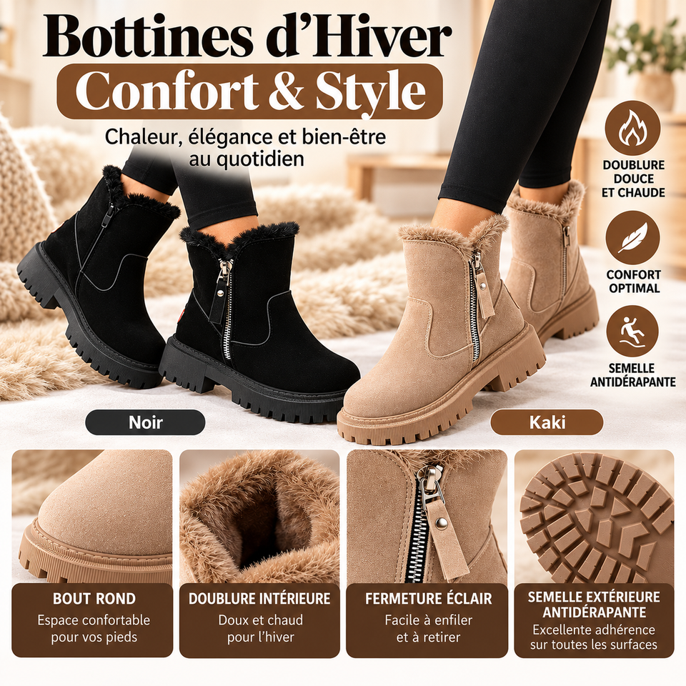 Bottes Femme Fourrées à Zip Latéral – Chaudes et Élégantes