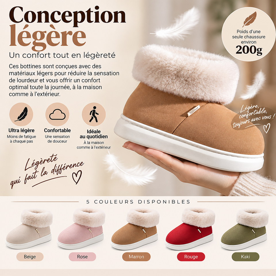 Bottines d’hiver pour femmes à semelle épaisse, doublées en velours et fourrure
