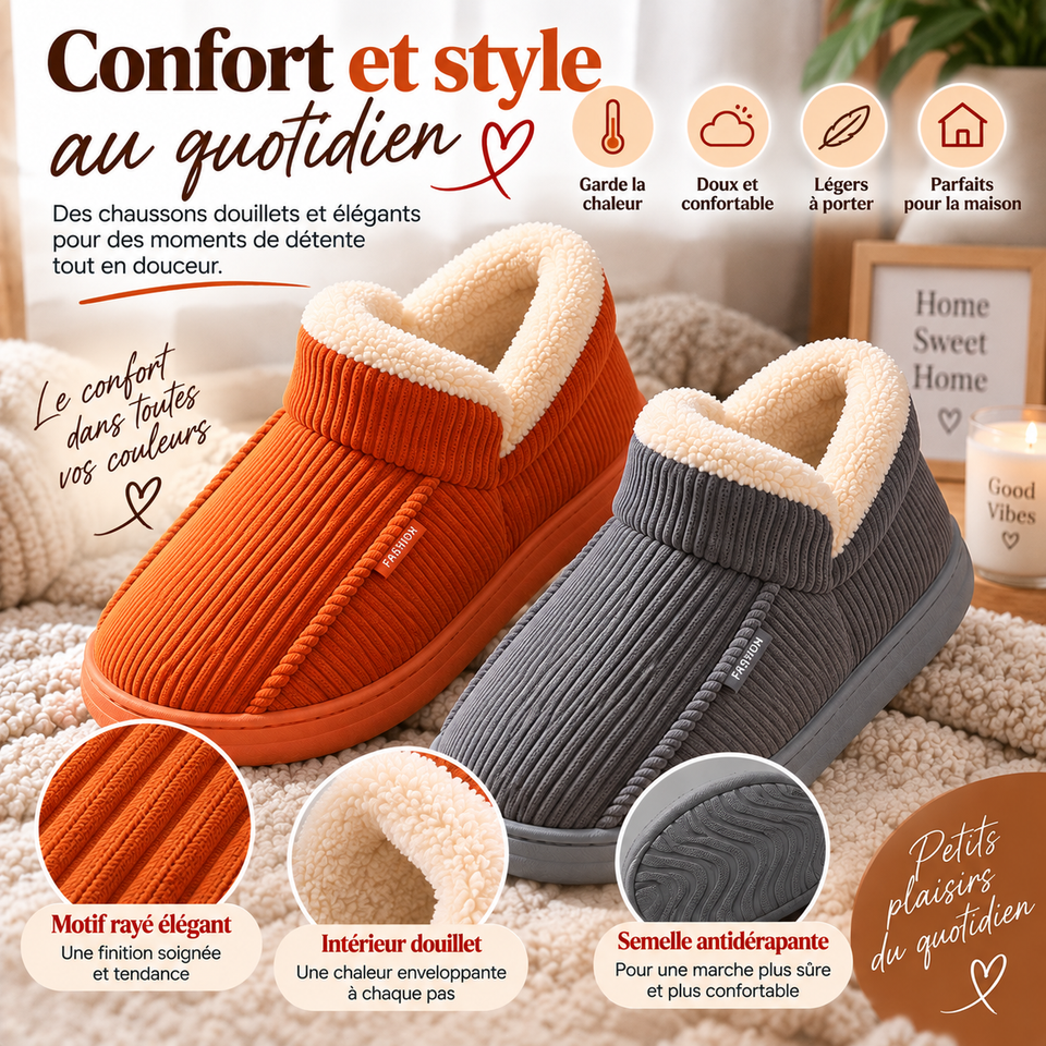 Chaussons Douillets Ultra-Chauds pour Homme & Femme – Confort Hivernal Absolu