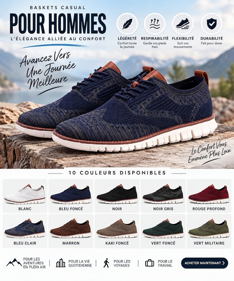 Chaussures Casual Homme Brock en Maille à Lacets