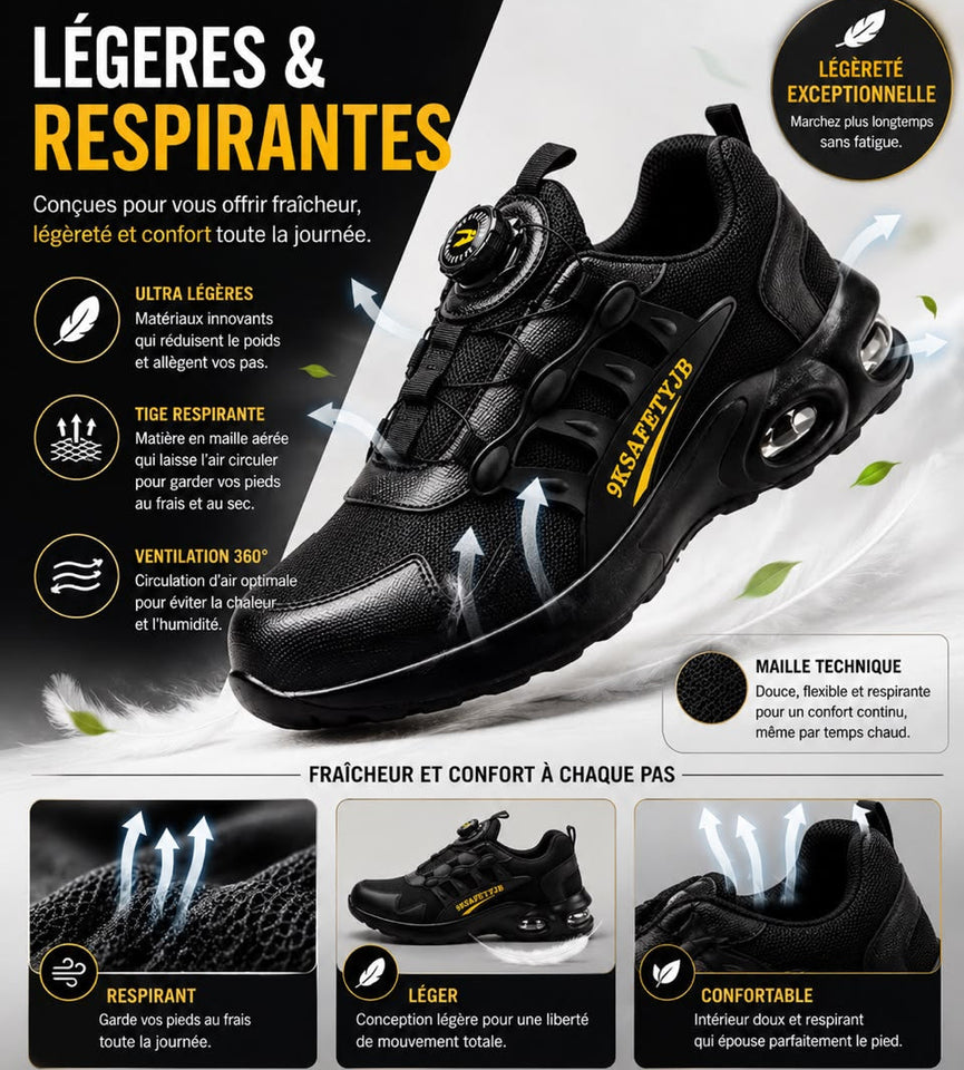 Chaussures de travail homme, résistantes aux chocs et aux perforations