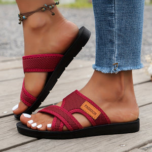 sandales à enfiler en maille pour femme