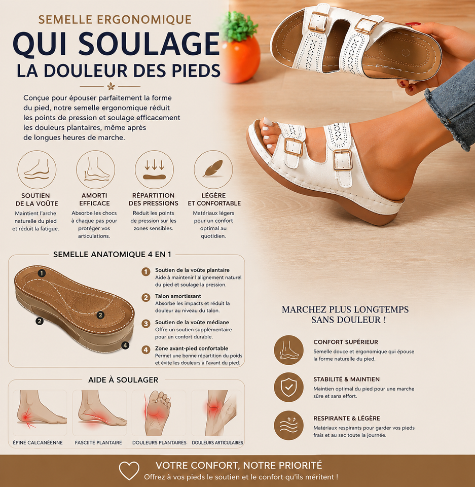 Sandales Femme Confort à Boucles