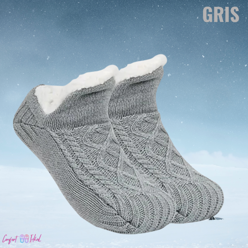 Chaussons-Chaussettes Thermiques Antidérapants Doublés