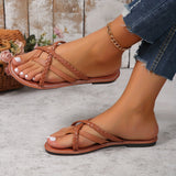 sandales tongs à design tressé pour femme