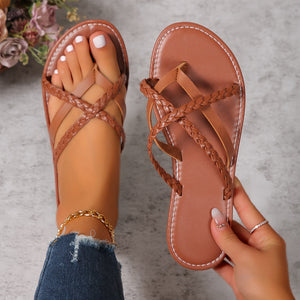 sandales tongs à design tressé pour femme