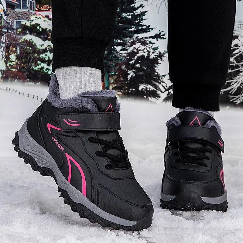 Bottines d’Hiver Hautes avec Doublure Coton Velours et Semelle Antidérapante pour Femmes et Hommes