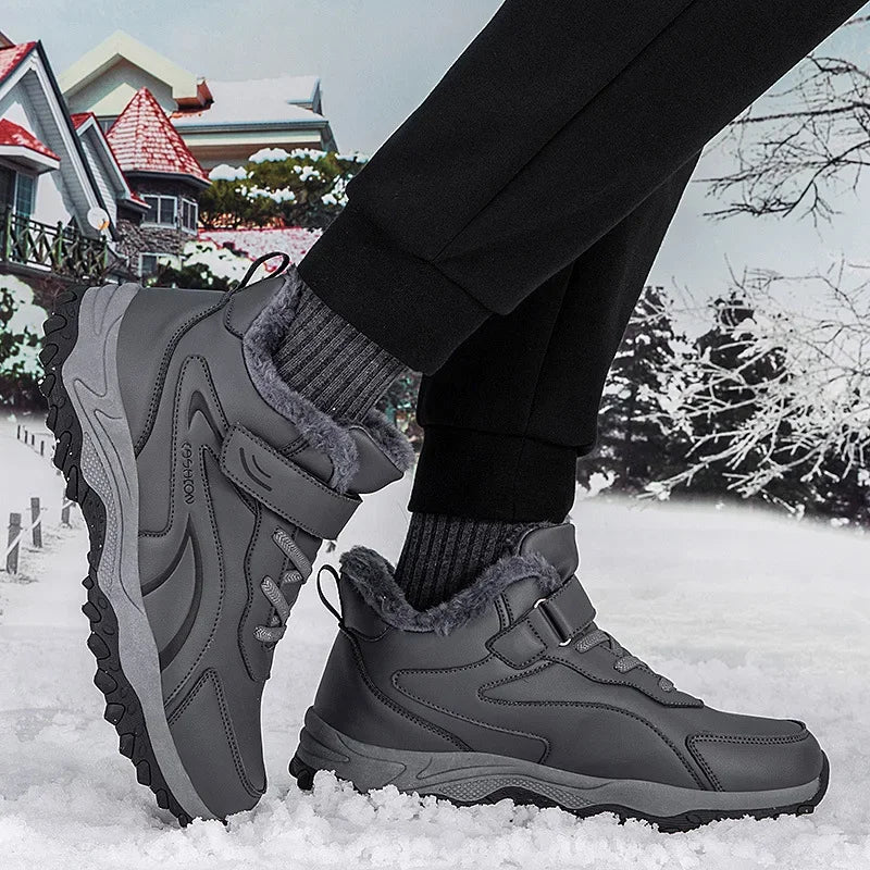 Bottines d’Hiver Hautes avec Doublure Coton Velours et Semelle Antidérapante pour Femmes et Hommes