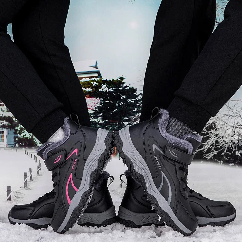 Bottines d’Hiver Hautes avec Doublure Coton Velours et Semelle Antidérapante pour Femmes et Hommes