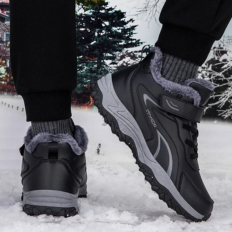 Bottines d’Hiver Hautes avec Doublure Coton Velours et Semelle Antidérapante pour Femmes et Hommes