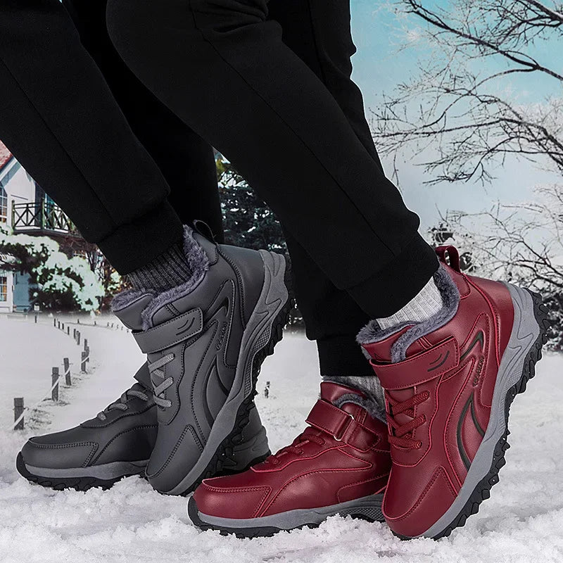 Bottines d’Hiver Hautes avec Doublure Coton Velours et Semelle Antidérapante pour Femmes et Hommes