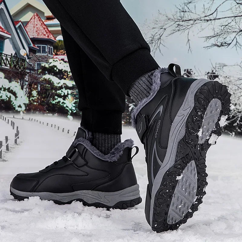 Bottines d’Hiver Hautes avec Doublure Coton Velours et Semelle Antidérapante pour Femmes et Hommes