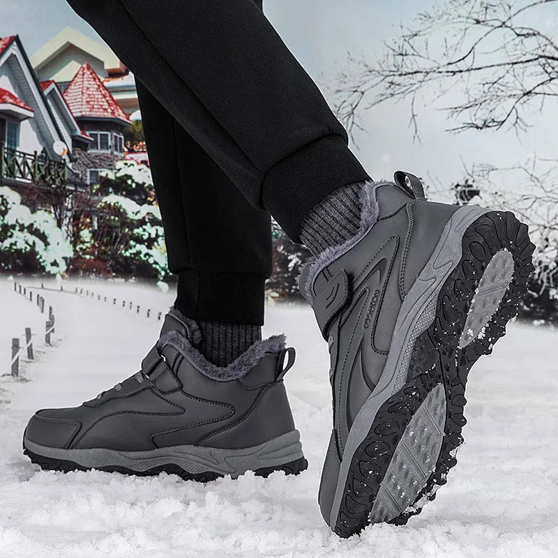 Bottines d’Hiver Hautes avec Doublure Coton Velours et Semelle Antidérapante pour Femmes et Hommes