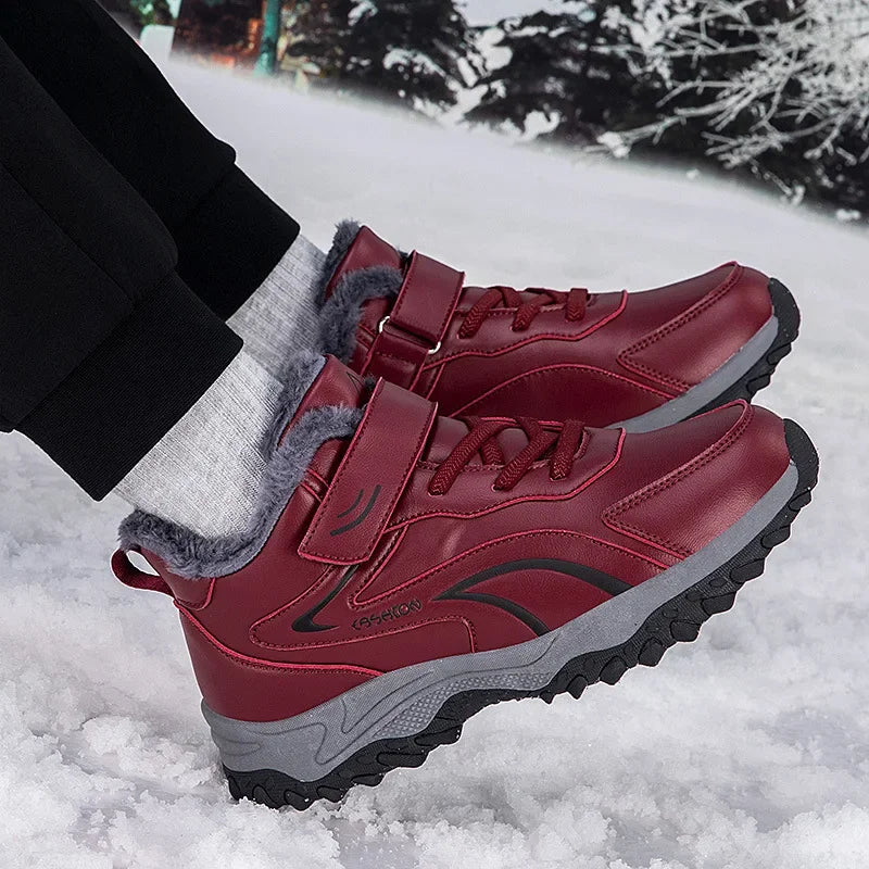 Bottines d’Hiver Hautes avec Doublure Coton Velours et Semelle Antidérapante pour Femmes et Hommes