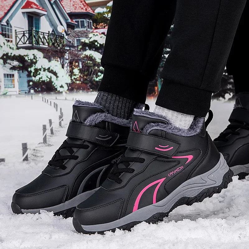 Bottines d’Hiver Hautes avec Doublure Coton Velours et Semelle Antidérapante pour Femmes et Hommes