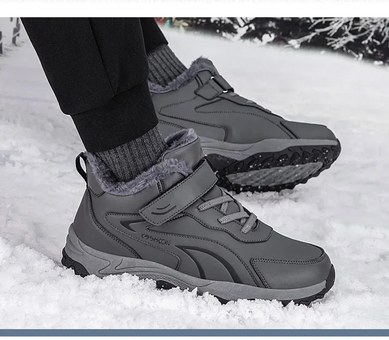 Bottines d’Hiver Hautes avec Doublure Coton Velours et Semelle Antidérapante pour Femmes et Hommes