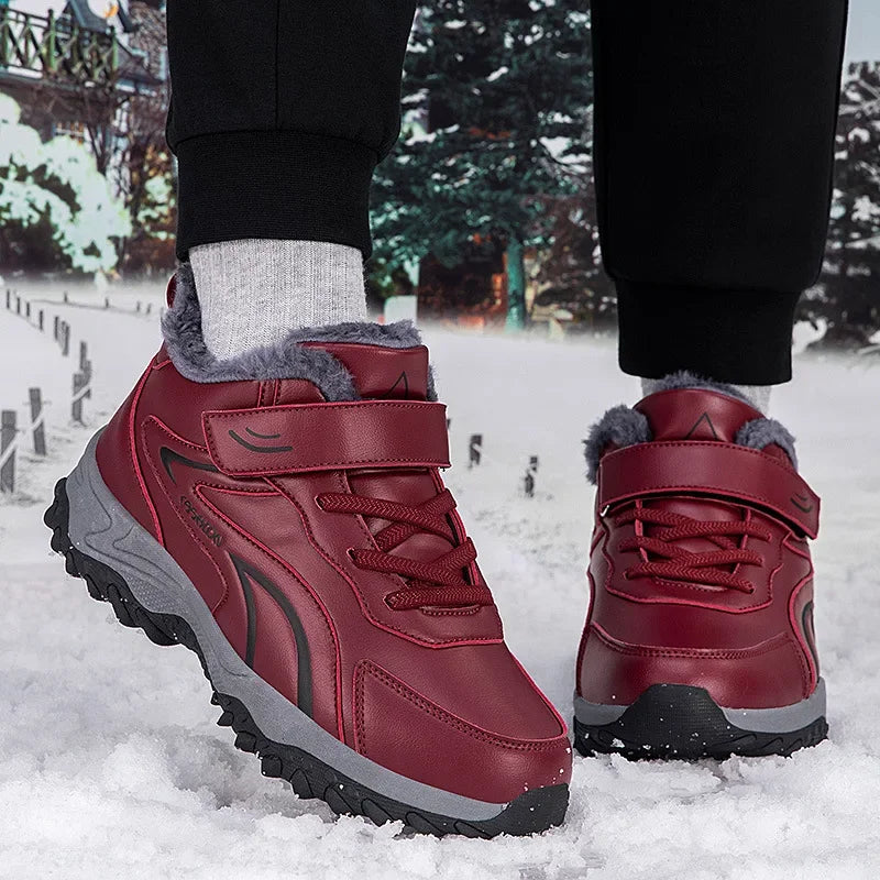 Bottines d’Hiver Hautes avec Doublure Coton Velours et Semelle Antidérapante pour Femmes et Hommes