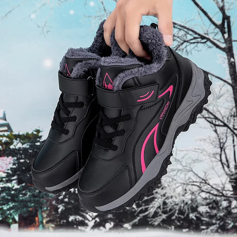 Bottines d’Hiver Hautes avec Doublure Coton Velours et Semelle Antidérapante pour Femmes et Hommes