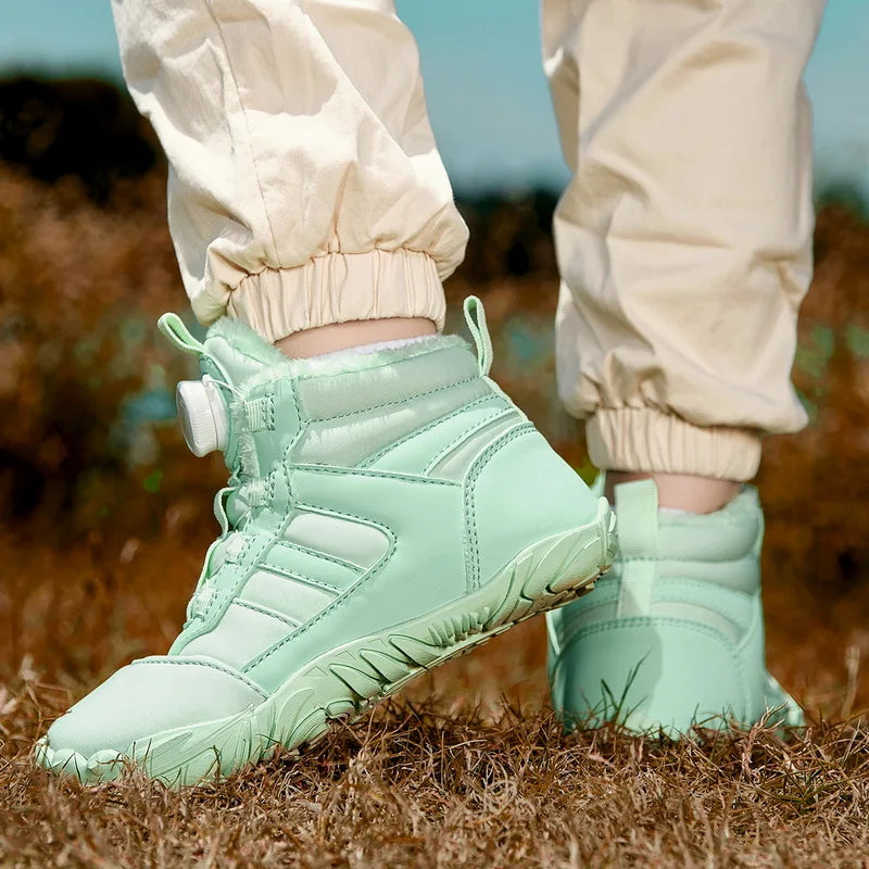 Bottines d’Hiver Unisexes Fourrées et Imperméables avec Fermeture Rotative