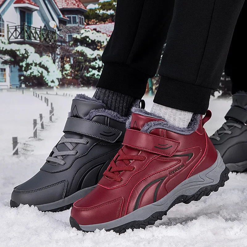 Bottines d’Hiver Hautes avec Doublure Coton Velours et Semelle Antidérapante pour Femmes et Hommes