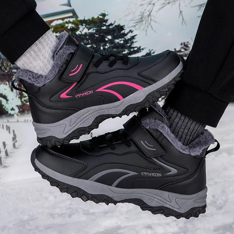 Bottines d’Hiver Hautes avec Doublure Coton Velours et Semelle Antidérapante pour Femmes et Hommes