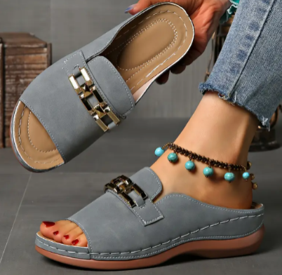 Sandales à Plateforme Style Romain avec Boucle Métallique