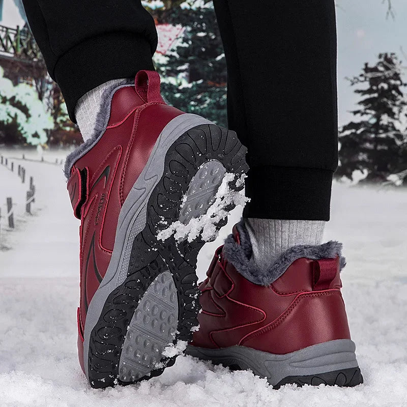 Bottines d’Hiver Hautes avec Doublure Coton Velours et Semelle Antidérapante pour Femmes et Hommes