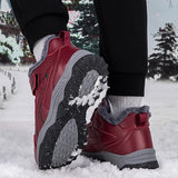 Bottines d’Hiver Hautes avec Doublure Coton Velours et Semelle Antidérapante pour Femmes et Hommes