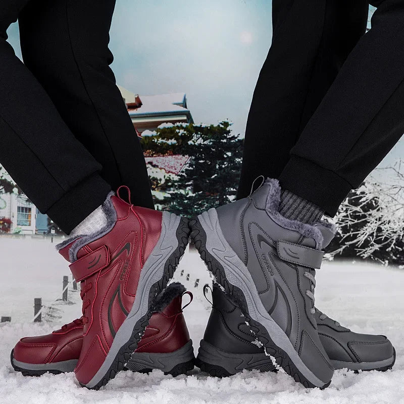 Bottines d’Hiver Hautes avec Doublure Coton Velours et Semelle Antidérapante pour Femmes et Hommes